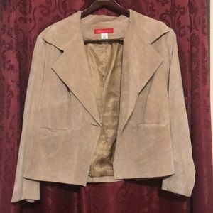 Ann Klein 2X suede open front jacket